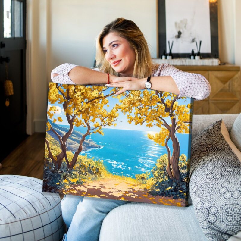 Golden Shores - Coastal Landscape Canvas Mediterranean Art