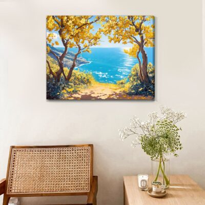 Golden Shores - Coastal Landscape Canvas Mediterranean Art
