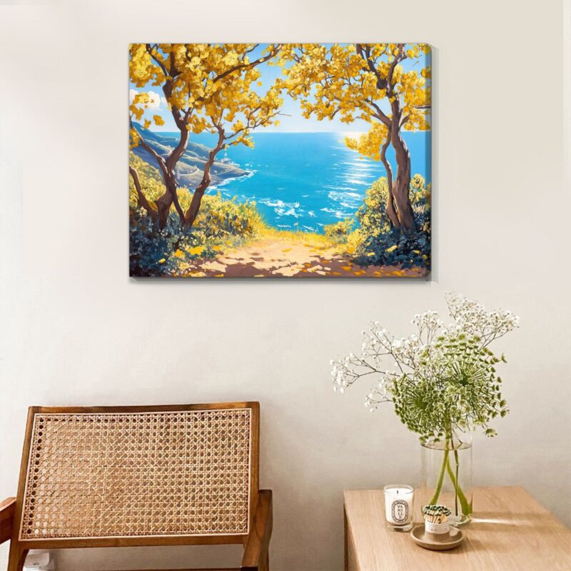 Golden Shores - Coastal Landscape Canvas Mediterranean Art