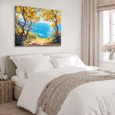 Golden Shores - Coastal Landscape Canvas Mediterranean Art