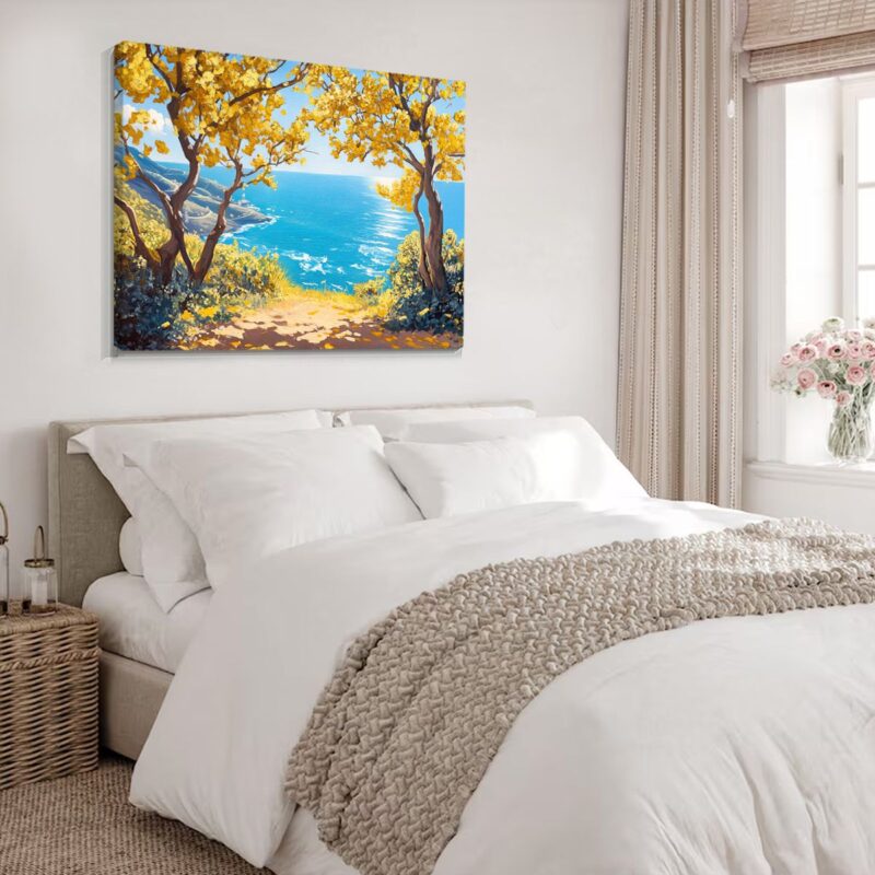 Golden Shores - Coastal Landscape Canvas Mediterranean Art
