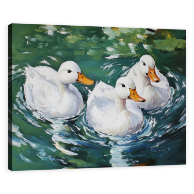 Graceful Duck Painting - Waterfowl Trio Canvas Wall Art