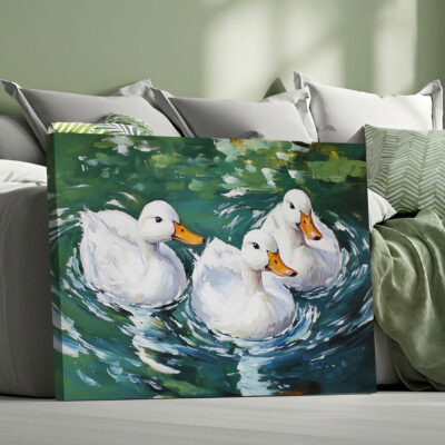 Graceful Duck Painting - Waterfowl Trio Canvas Wall Art