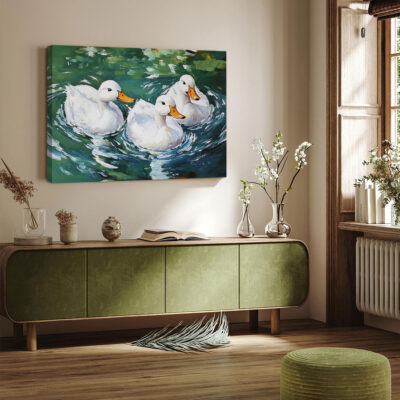 Graceful Duck Painting - Waterfowl Trio Canvas Wall Art