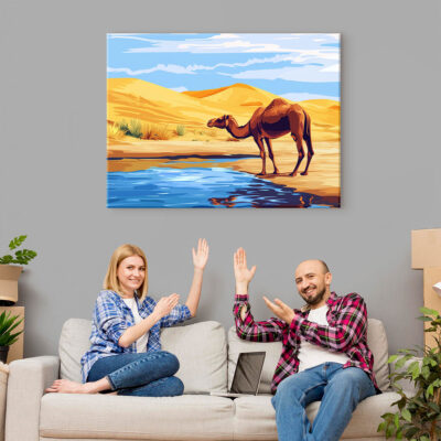 Desert Painting - Camel And Dune Canvas Nature Artwork