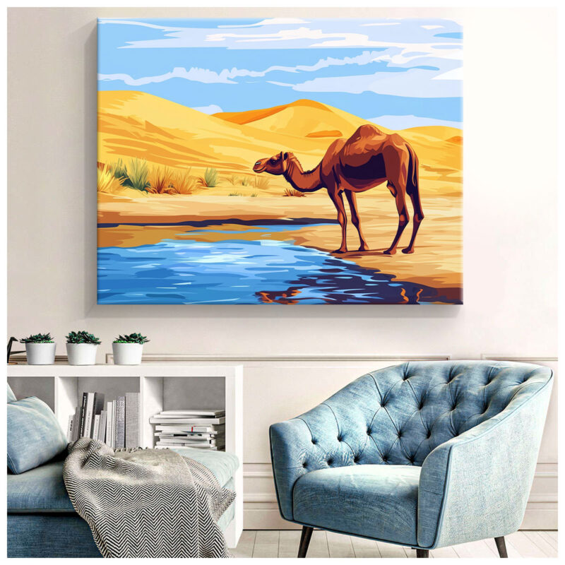 Desert Painting - Camel And Dune Canvas Nature Artwork