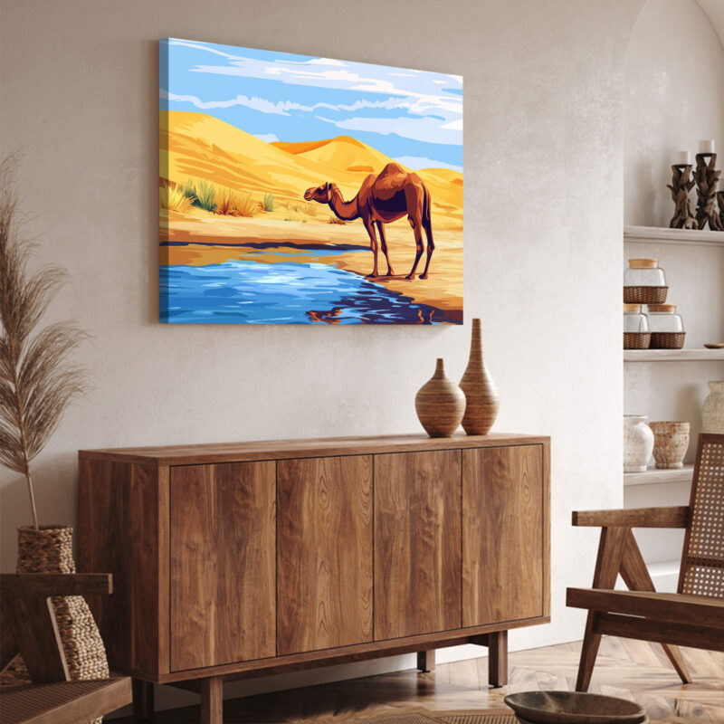Desert Painting - Camel And Dune Canvas Nature Artwork