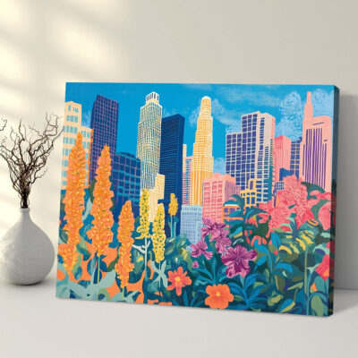 Los Angeles Downtown - Cityscape Canvas Vintage Artwork