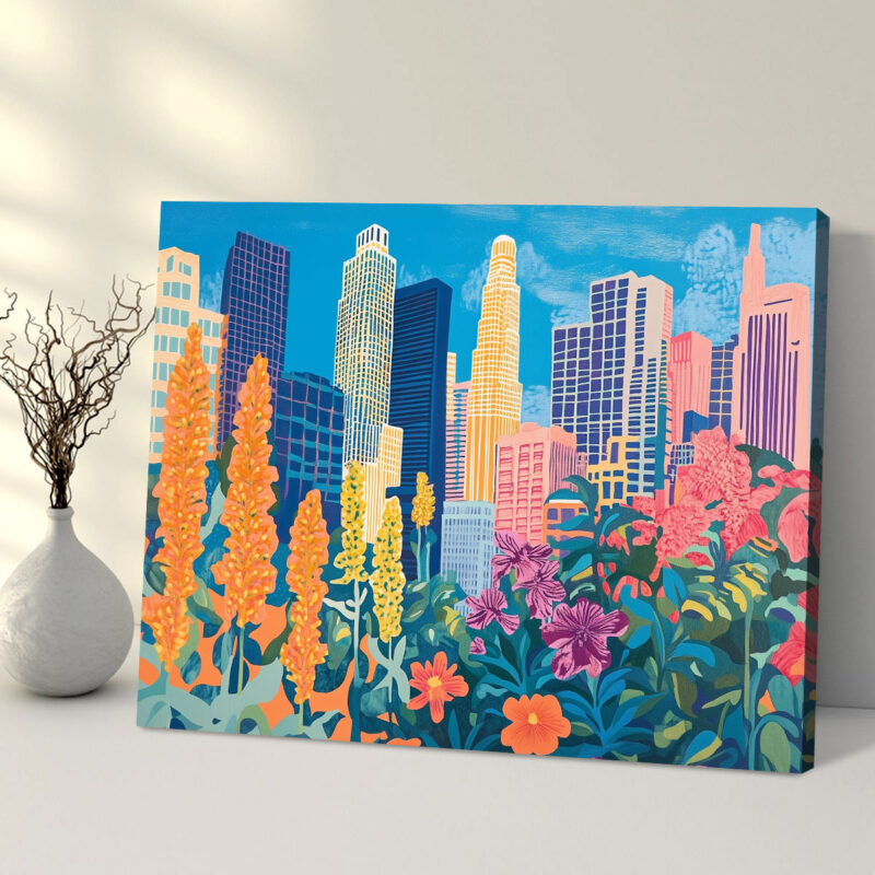 Los Angeles Downtown - Cityscape Canvas Vintage Artwork