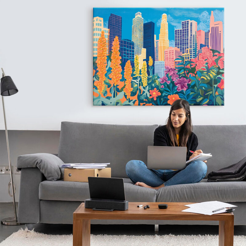 Los Angeles Downtown - Cityscape Canvas Vintage Artwork