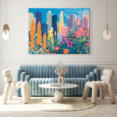 Los Angeles Downtown - Cityscape Canvas Vintage Artwork