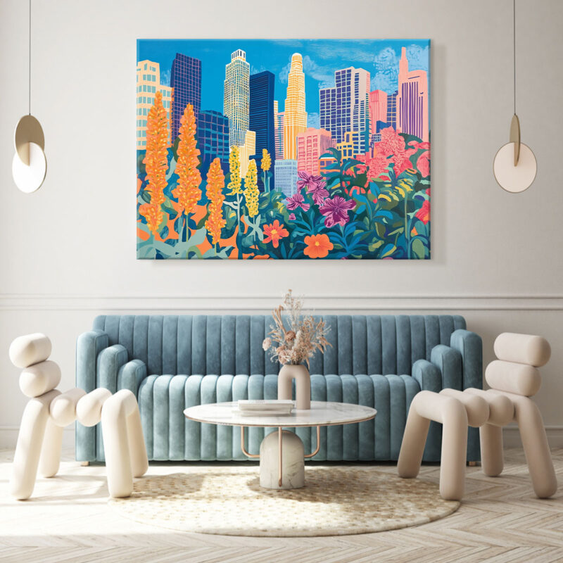 Los Angeles Downtown - Cityscape Canvas Vintage Artwork