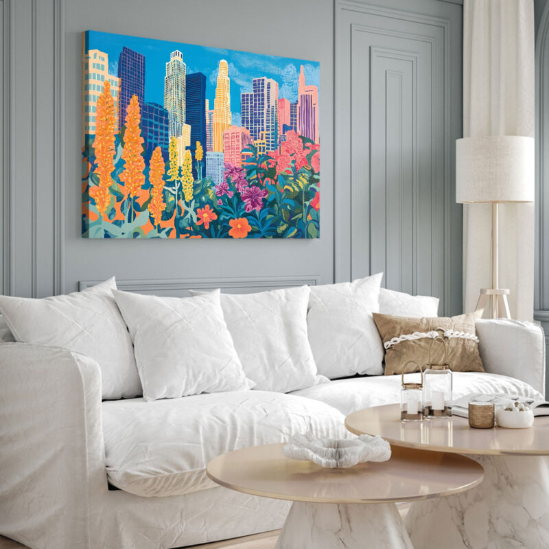 Los Angeles Downtown - Cityscape Canvas Vintage Artwork