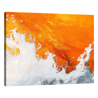 Impasto Beach Wall Art - Orange Ocean Waves Nature Artwork