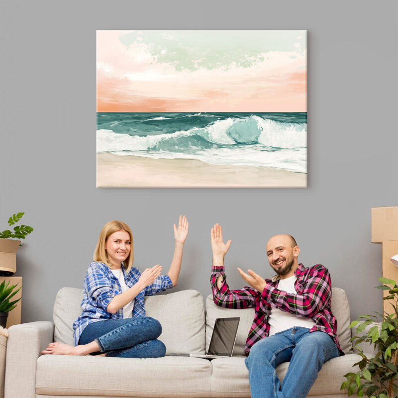 Calm Ocean Embrace - Soft Waves Rolling Beach Wall Art