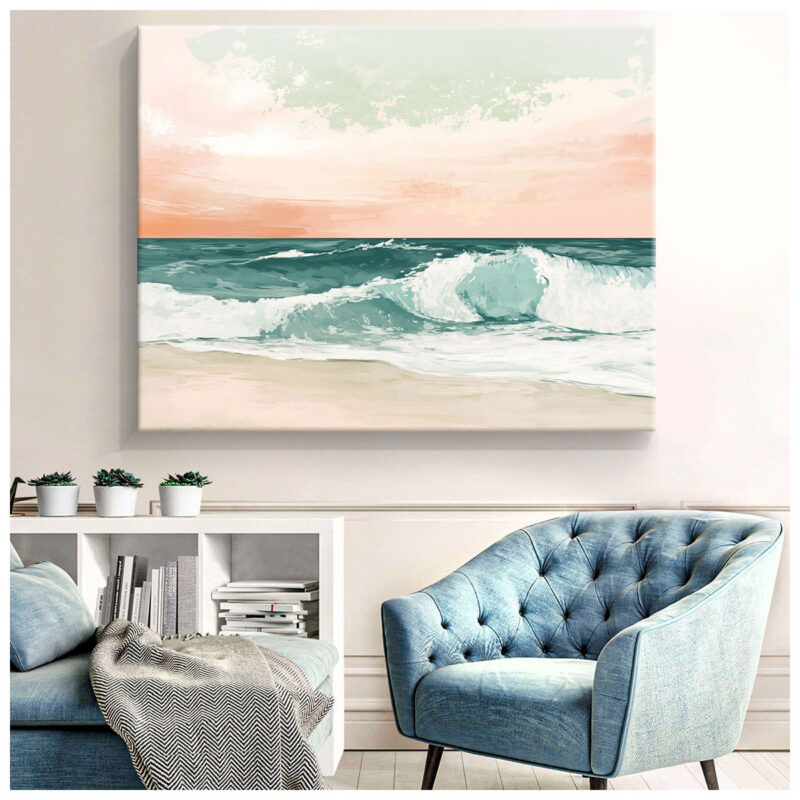 Calm Ocean Embrace - Soft Waves Rolling Beach Wall Art