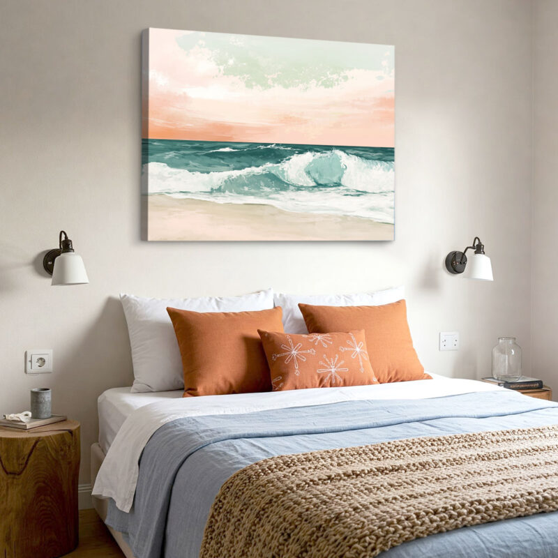 Calm Ocean Embrace - Soft Waves Rolling Beach Wall Art