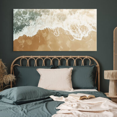 Tide Whisper Aerial Shoreline Canvas Neutral Beach Wall Art