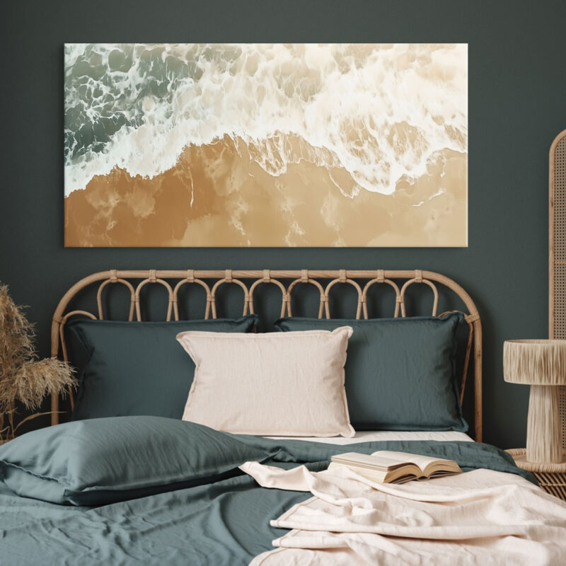 Tide Whisper Aerial Shoreline Canvas Neutral Beach Wall Art