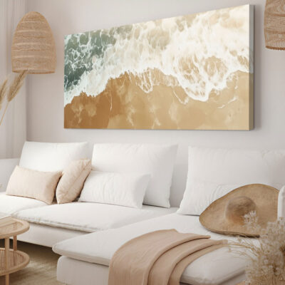 Tide Whisper Aerial Shoreline Canvas Neutral Beach Wall Art