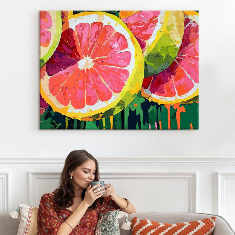 Citrus Juicy Fresh Burst Zesty Pop Art-Styled Canvas