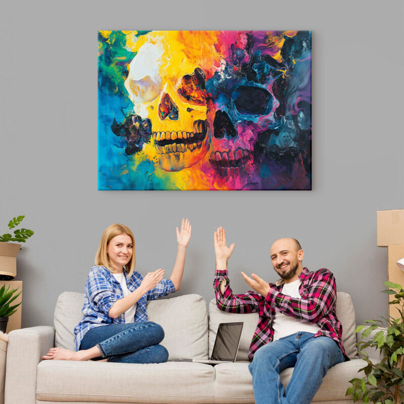 Imaginative Interpretation Of Skulls Pop Canvas Wall Art