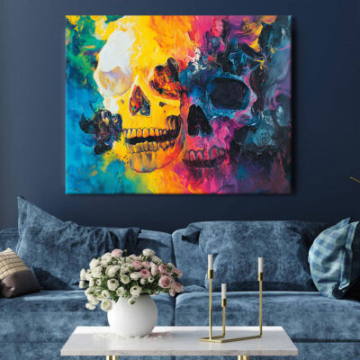 Imaginative Interpretation Of Skulls Pop Canvas Wall Art