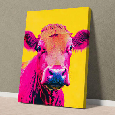 Pop Bovine – Neon Cow Pop Art Colorful Canvas Wall Art