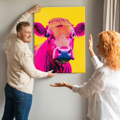 Pop Bovine – Neon Cow Pop Art Colorful Canvas Wall Art