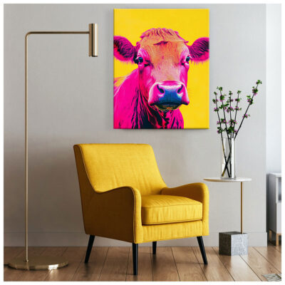 Pop Bovine – Neon Cow Pop Art Colorful Canvas Wall Art