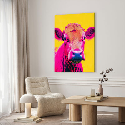 Pop Bovine – Neon Cow Pop Art Colorful Canvas Wall Art