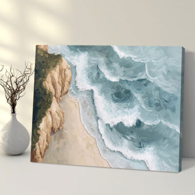 Coastal Beach Wall Art - Cliffside Canvas Nature Artwork
