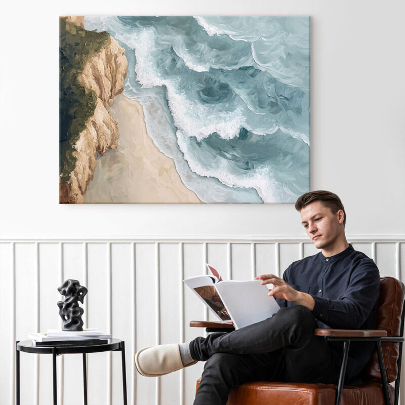 Coastal Beach Wall Art - Cliffside Canvas Nature Artwork