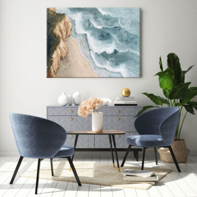 Coastal Beach Wall Art - Cliffside Canvas Nature Artwork