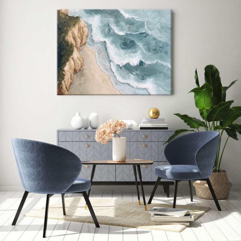 Coastal Beach Wall Art - Cliffside Canvas Nature Artwork