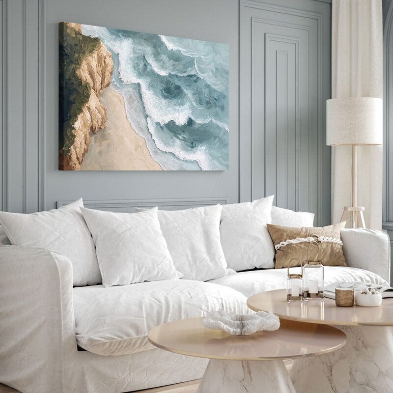 Coastal Beach Wall Art - Cliffside Canvas Nature Artwork