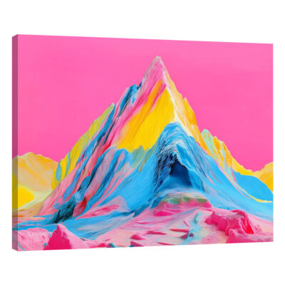 Neon Mountain Wall Art - Pop Art Peak Canvas Nature Print