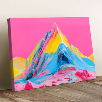 Neon Mountain Wall Art - Pop Art Peak Canvas Nature Print