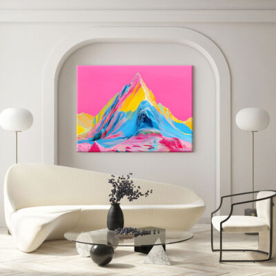 Neon Mountain Wall Art - Pop Art Peak Canvas Nature Print