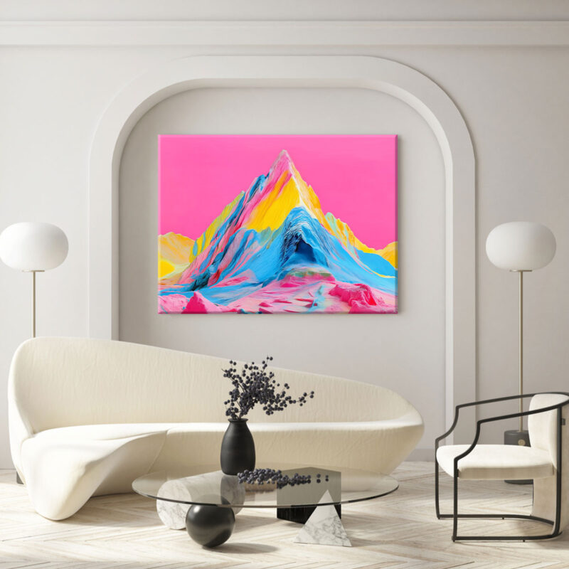 Neon Mountain Wall Art - Pop Art Peak Canvas Nature Print