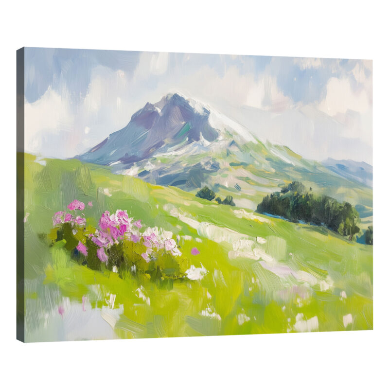 Alpine Meadow Majesty - Snow Capped Mountain Wall Art