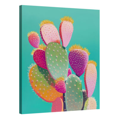 Pop Art Desert Painting - Blooming Cactus Canvas Wall Art