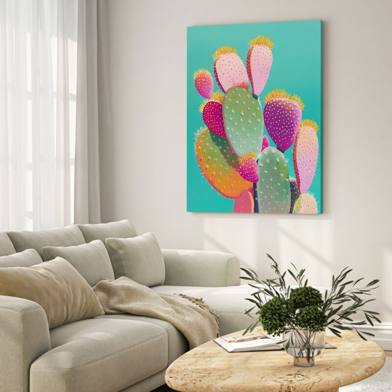 Pop Art Desert Painting - Blooming Cactus Canvas Wall Art