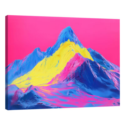 Pop Art Nature Artwork - Vibrant Neon Mountain Wall Art