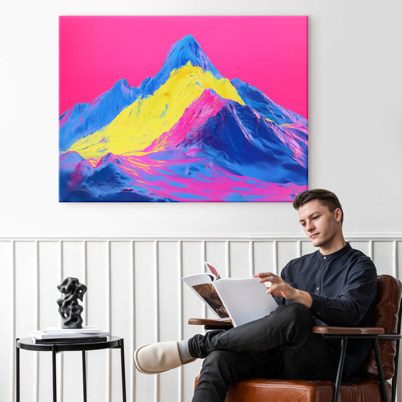Pop Art Nature Artwork - Vibrant Neon Mountain Wall Art