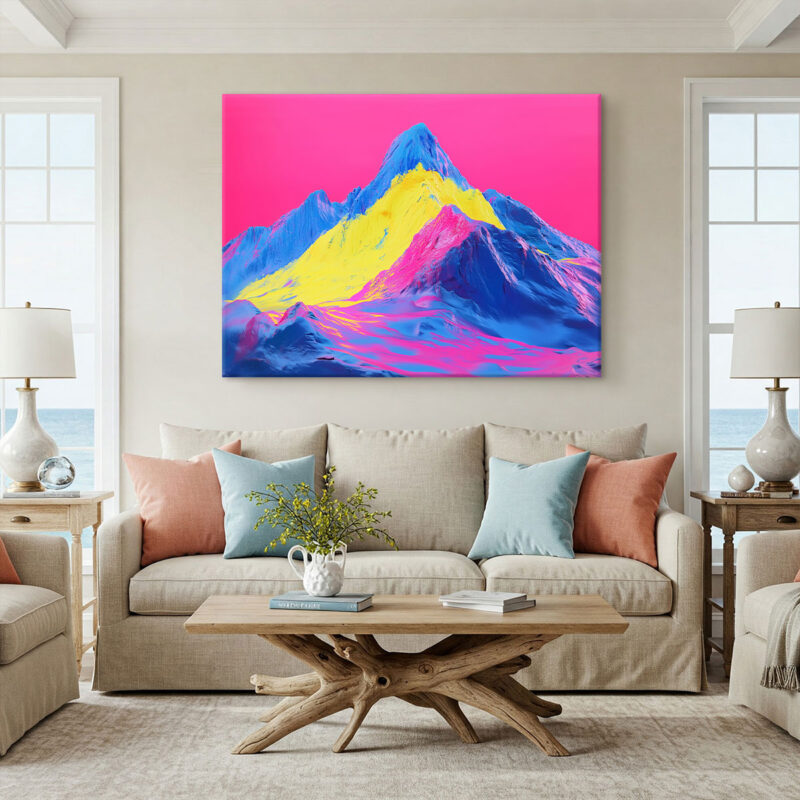 Pop Art Nature Artwork - Vibrant Neon Mountain Wall Art