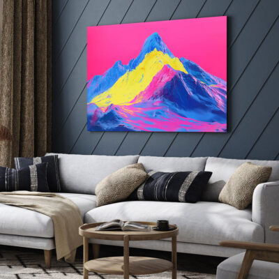 Pop Art Nature Artwork - Vibrant Neon Mountain Wall Art