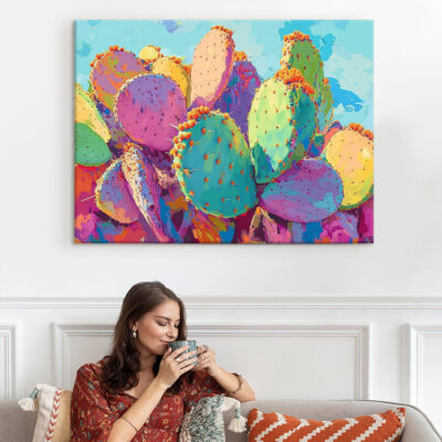 Pop Art Desert Bloom - Cactus Painting Nature Artwork