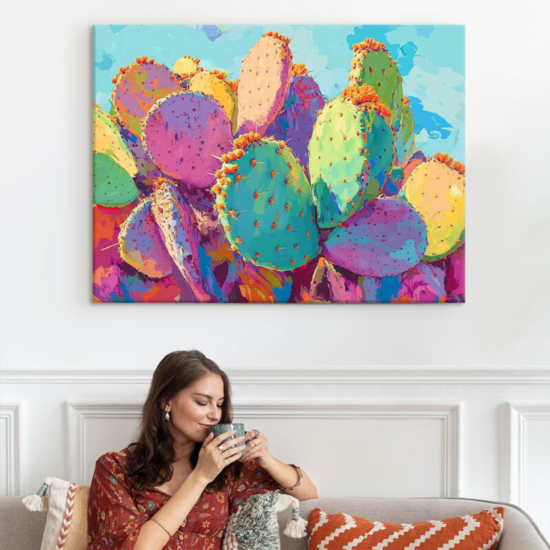 Pop Art Desert Bloom - Cactus Painting Nature Artwork