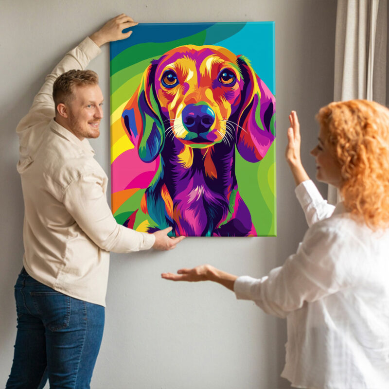 Rainbow Dachshund Delight Pop Art Canvas Print